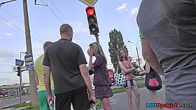 Funny panties of sexy chick seen in free upskirt video