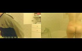 lovely brunette teen caught taking a shower