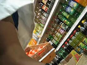 Upskirt stockings in a market