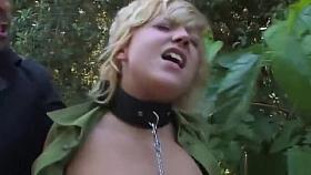 Busty blonde fucked in public