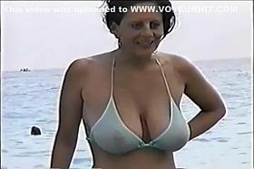 Her bikini top is fully transparent