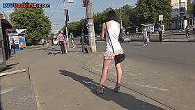 Brunette Hair doll in street upskirt episode
