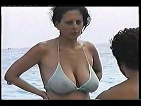 hot big tit mom at the beach
