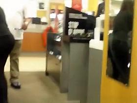 Chick working in store dressing black clothes