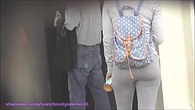 Candid Ebony Tight Sweat Pants No Panties