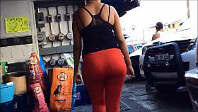 sexy girl orange leggings