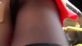 Torn pantyhose under a skirt