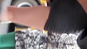 Very horny street ups from girl in tight black skirt