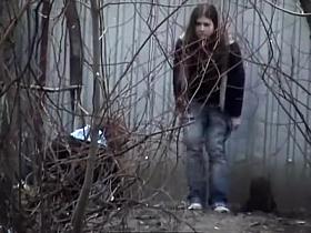 Two girl friends spied while peeing