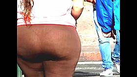 Fat ass BBW see through thong spandex