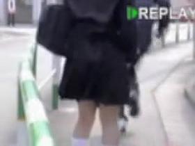 College girl got under Japanese panty sharking in the street