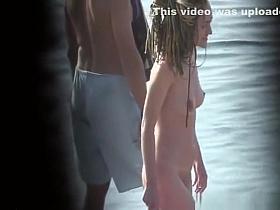 Small boobs hippie chick topless