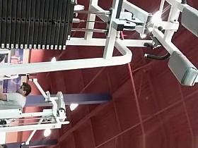 Big ass woman exercising her legs