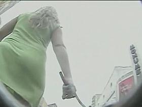 Bombastic floozie caught on an upskirt spy cam