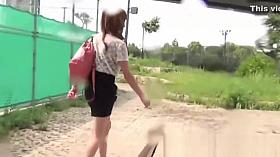 Asian women lift their skirts to pee on hidden camera