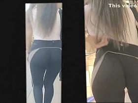 Fixing tights on an incredible ass