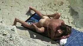 Real Amateur Couple #rec fucks on the sunny beach Voyeur