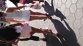 Big booty teen in white shorts