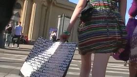 Upskirts spy camera trying to get a shot of two schoolgirls