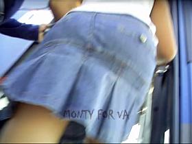 Amateur black panty on the wind blown upskirt sexy clip