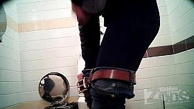 Cute girl with shaved pussy in toilet.