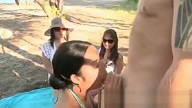 Girls watching a cfnm blowjob at the beach