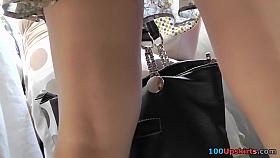 Public upskirt action with unsuspecting young chick