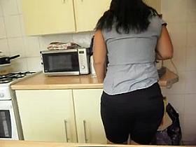 Spying on a Latina babe with an incredible big booty