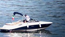 Tasty babe sucks on a cock in the middle of the sea