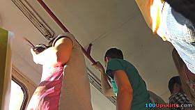 G-string and flabby ass of a brunette in upskirt mov