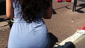 Thick ass in blue dress