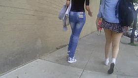 Thick legs teen in short skirt uppie fail