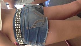 Two nice teen asses in short shorts