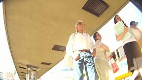 Flawless babe with tanned legs in the upskirts public voyeur action