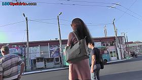 Hot upskirt porn with auburn-hair girl in public