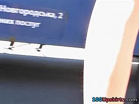 Looking up skirts of beauties on bus stop