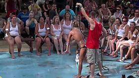 Wet tee shirt and stripping contest with hot chicks