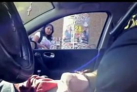 Kinky man is showing off his hard piston sitting in the car