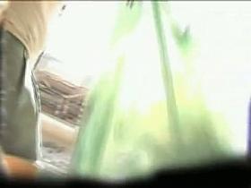 Upskirt live action with amateur girl in public place