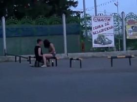 Young couple caught trying an odd pose