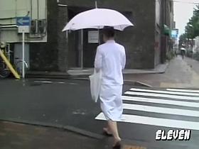 Fabulous pretty babe flashes her ass when sharking chap lifts her clothes