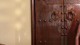 Deepthroating beauty pleases masseurs cock