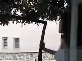 GF with stunning large breasts goes braless