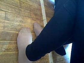 candid nylon bare feet