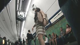 Sexy amateur brunette upskirt video