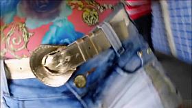 Lovely lass has her juicy twat imprinted on her jeans shorts