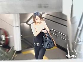 Stylish Asian darling flashes her boobies when her top gets pulled down