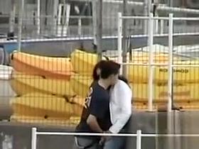 Hooking up with his girlfriend in public