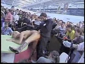 Public sex with horny blonde at the huge festival