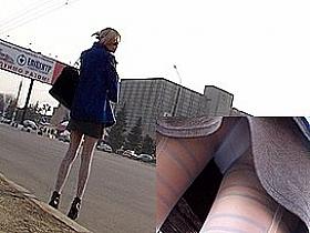 Golden-Haired in striped tights